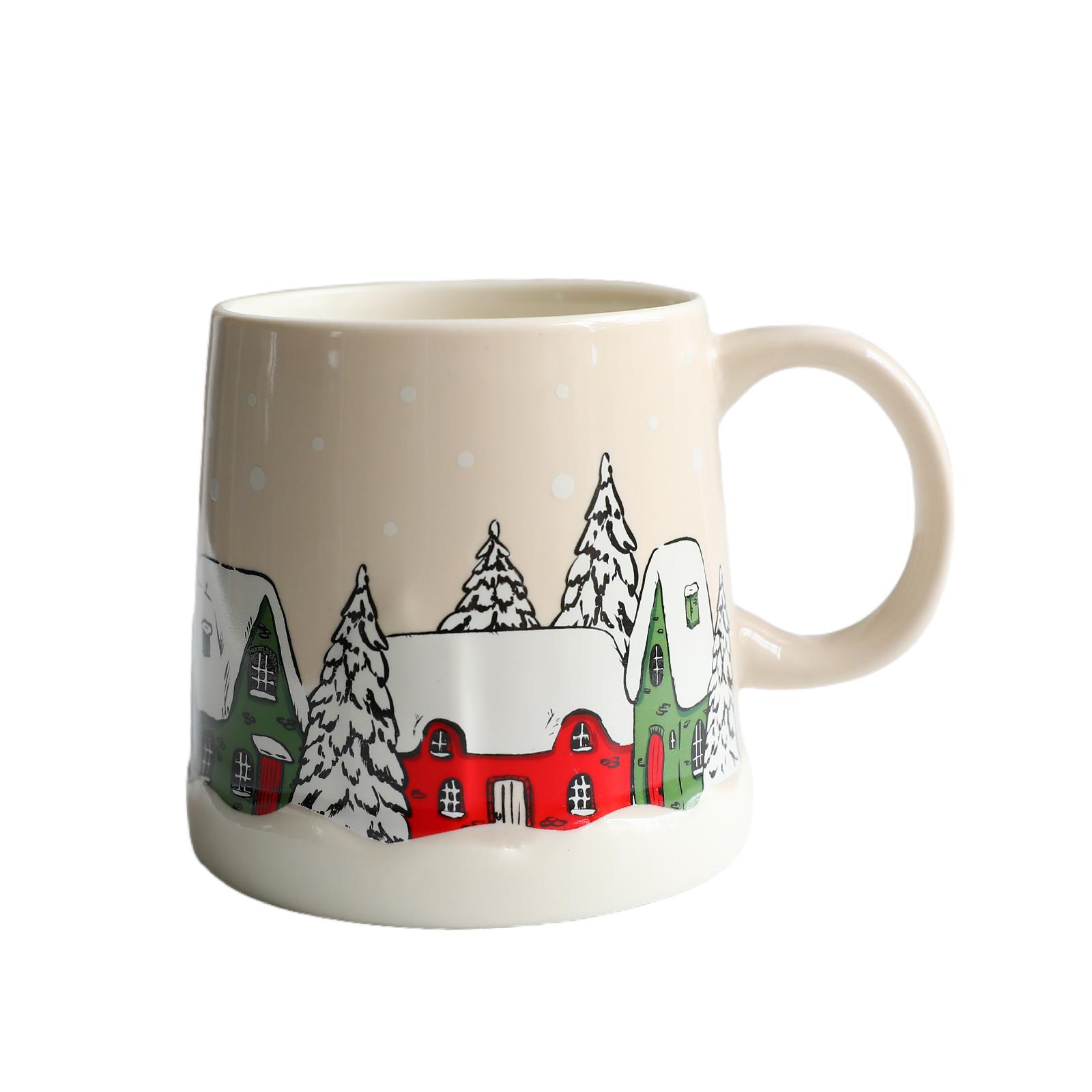 Creative Christmas Gift Idea - 350ML Adorable Ceramic Mug with Coaster Set for Coffee & Tea, High Aesthetic Home Office Cup 350ml красный