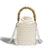 Original Design Drawstring Bucket Bag for Women 2024 New Pearl Chain Bag Handheld Bamboo Knot Bag Single Shoulder Crossbody Bag
