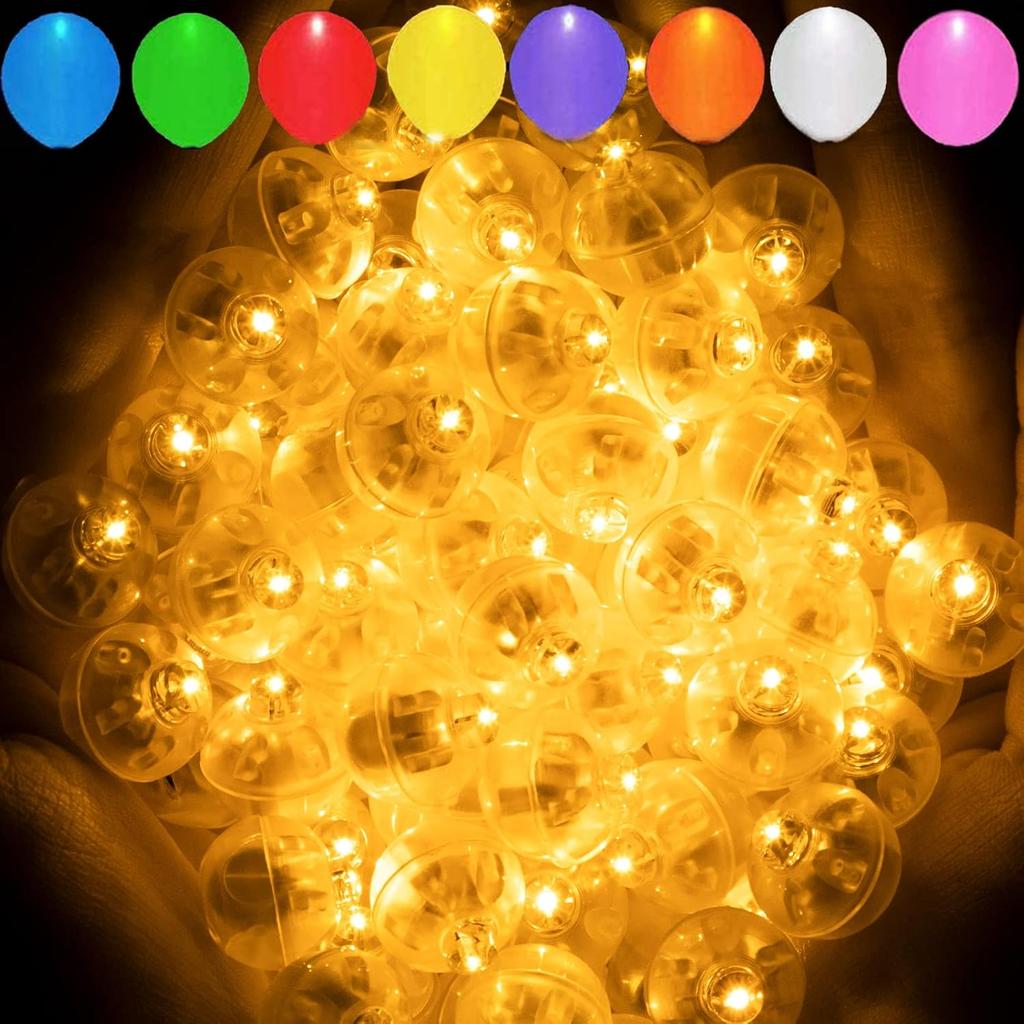 Aogist 100 Stück Weiße Ballonlichter, Lange Standby-Zeit Wasserdichtes Mini-Licht, Batteriebetrieben, Runde LED-Kugel Lampe für Latexballon Papierlaterne Party