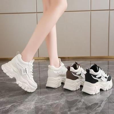 Inner Heightening Women's Shoes 2025 Women's New Small Autumn Thick-soled Heightening Casual Dad Sports Shoes 8cm Muffin
