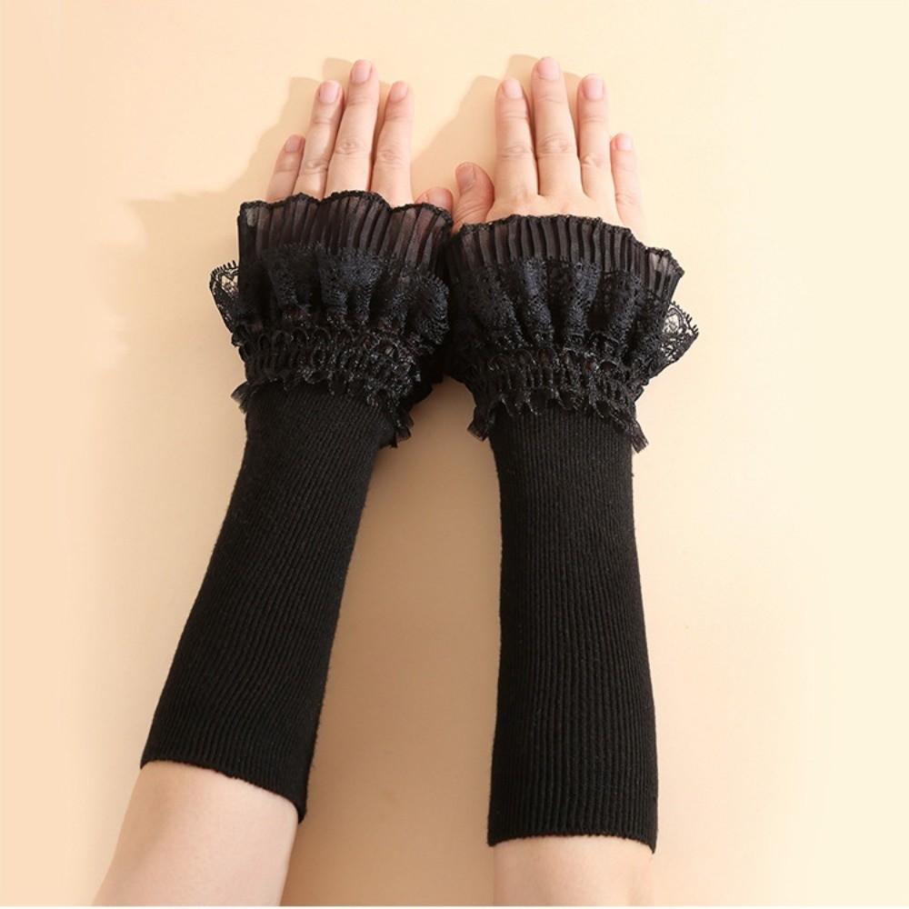 Lace Ruffles Lace Sleeves Long Elastic Lolita Cuffs Vintage Arm Covers for Women