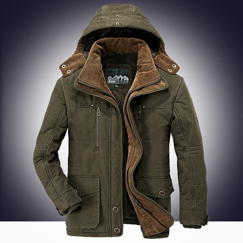 Plus-size Men's Cotton-padded Coat with Fleece and Thickening Medium Length Plus-size Warm Cotton-padded Coat