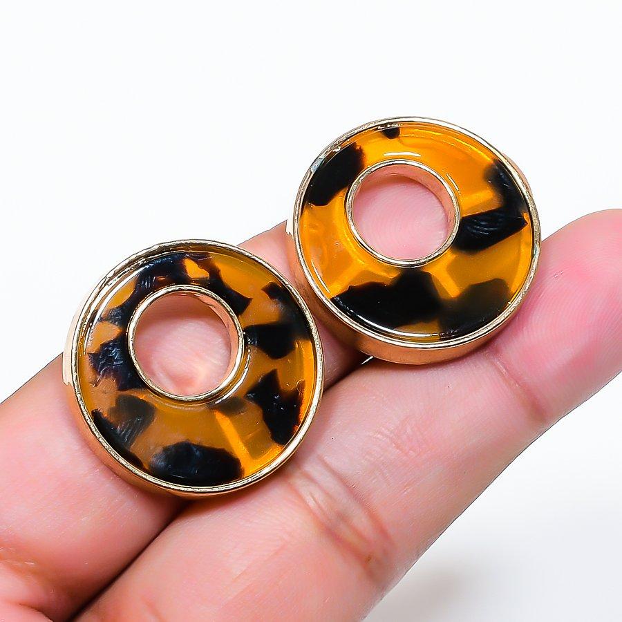 Natural Montana Agate Gemstone Brass Jewelry Earring 1.02 AE-12931