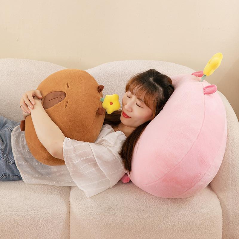 Adorable Plush Capybara Pillow Soft Water Pig Sofa Bed Headrest Perfect Gift For Girls
