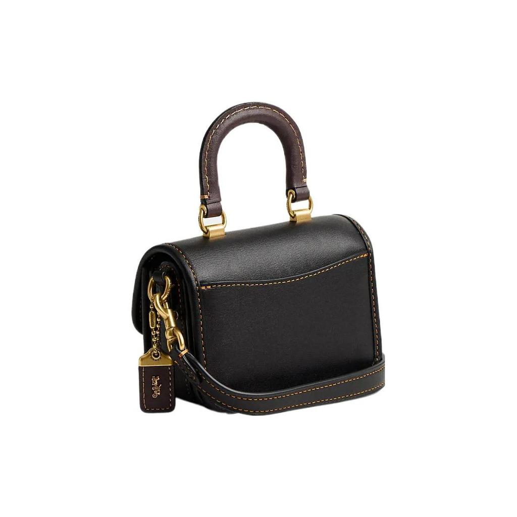 COACH Rogue Glove Tanned Leather Square Bag , Shoulder Bag , Crossbody Bag , Handbag Mini Women's Black (Unisex) Handbags CM423 B4M2