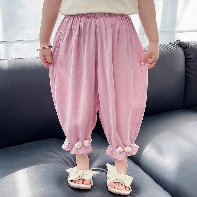 Girls Summer Ice Silk Capri Pants Breathable Anti Mosquito Korean 90