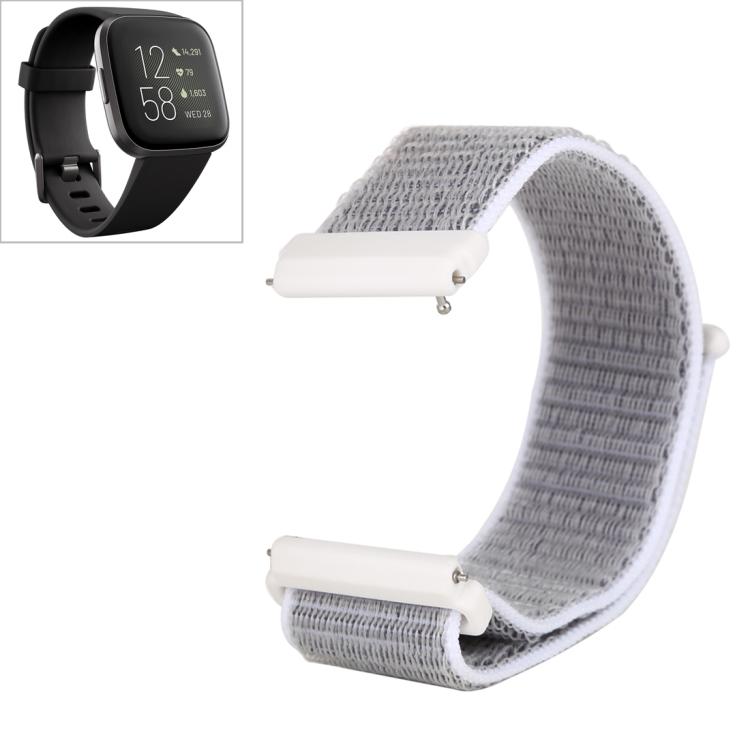 For Fitbit Versa / Versa 2 Nylon Watch Band with Hook and Loop Fastener(Green Gray)