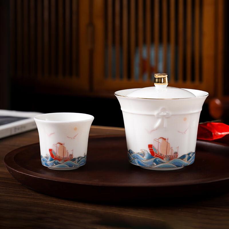 Four Seas Rising Peace Ceramic Kung Fu Tea Set