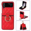 Z Flip5 Folding Mobile Phone Case Ring Suitable for Samsung Flip6 Small Fragrance Protection Case 3 Plaid Mobile Phone Leather Case
