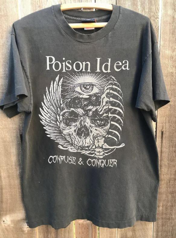 Poison Idea Tour Shirt Rare Design Charcoal Unisex T shirt Reprint S5XL KH18851 Unisex T-Shirt L