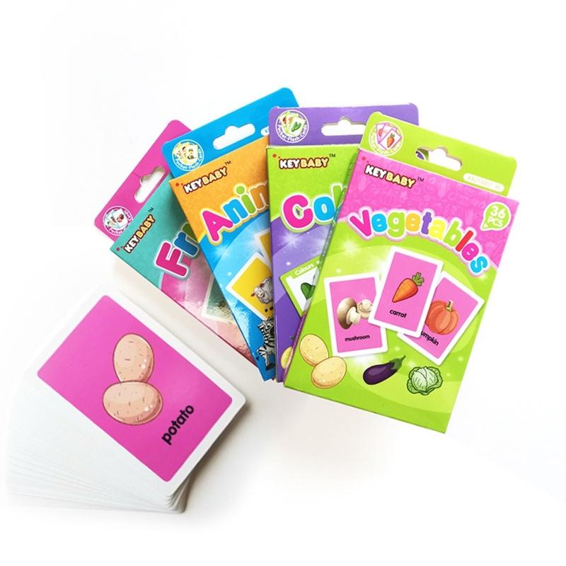 36 ks Dětské poznávací karty Zvířata Barvy Ovoce Oboustranné kartičky Montessori Děti Raně vzdělávací hračky Dárky