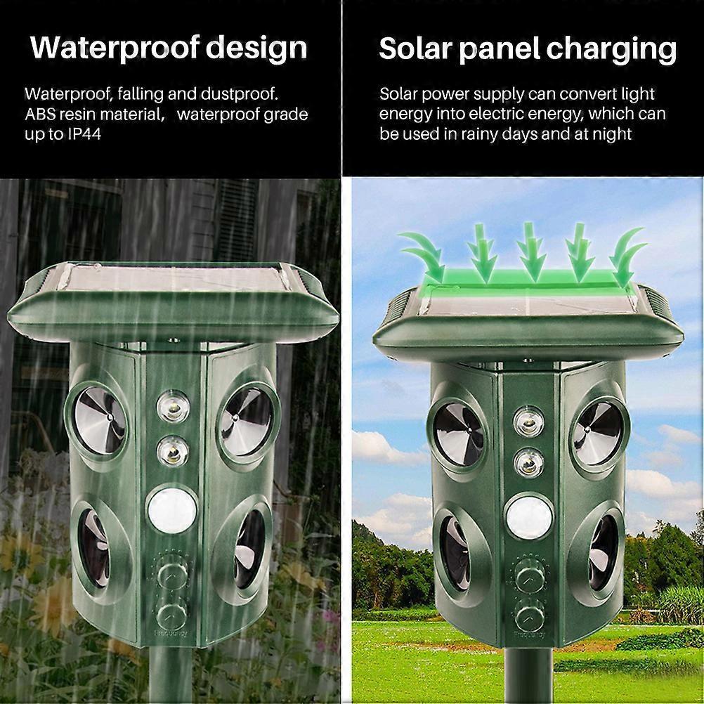 Animal Repeller Solar Powered Outdoor Animal Repeller Motion Activated with USB Charge for Detecting Dogs Cats Raccoons Skunks