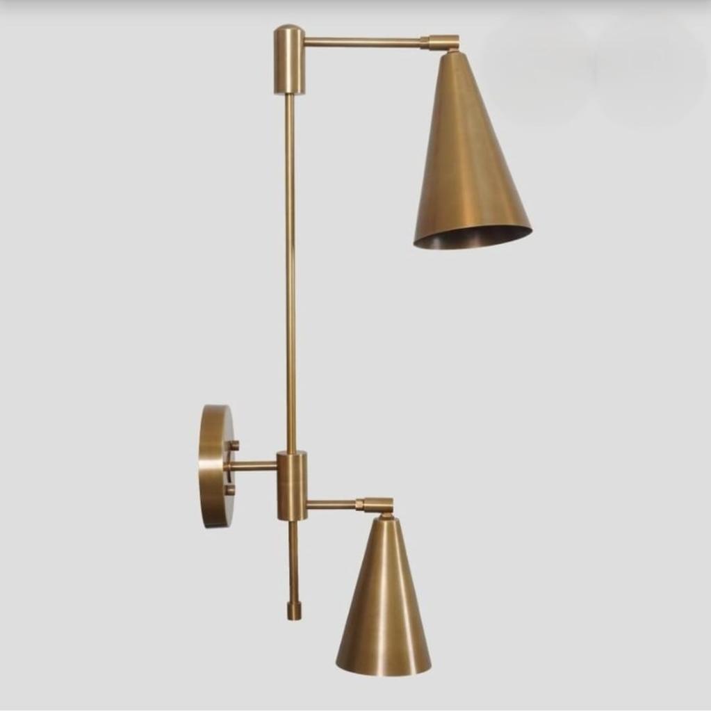 Wall Sconce Double Cone Stilnovo Style Brass Wall Lamp Mid Century Modern Bedside Light Wall Mount Sconce Home Decor Lighting New Home Gift