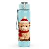 1PC Santa Hat Highland Cow 750ml Color Plastic Sports Water Bottle Leakproof Flip Straw Lid Suitable for Sports Office Home Use