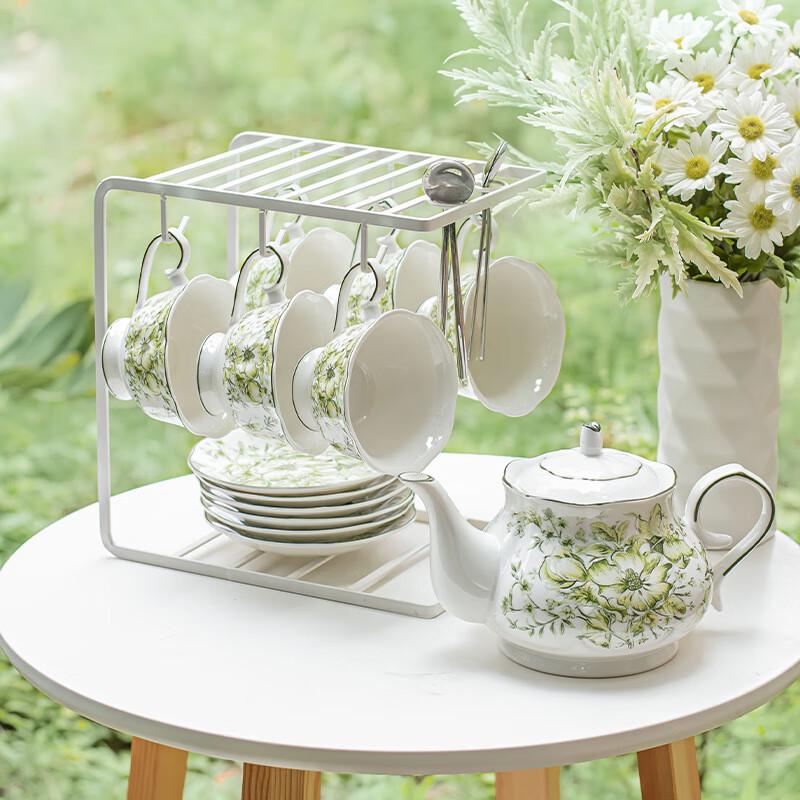French Retro Dark Green Ceramic Coffee & Tea Set
