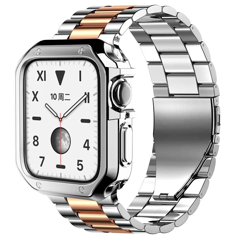 Edelstahlarmband für Apple Watch Ultra 49mm 10 46mm 42mm TPU-Hülle+Armband für Iwatch 9 8 7 6 5 4 45mm 44mm 41mm 40mm Armband