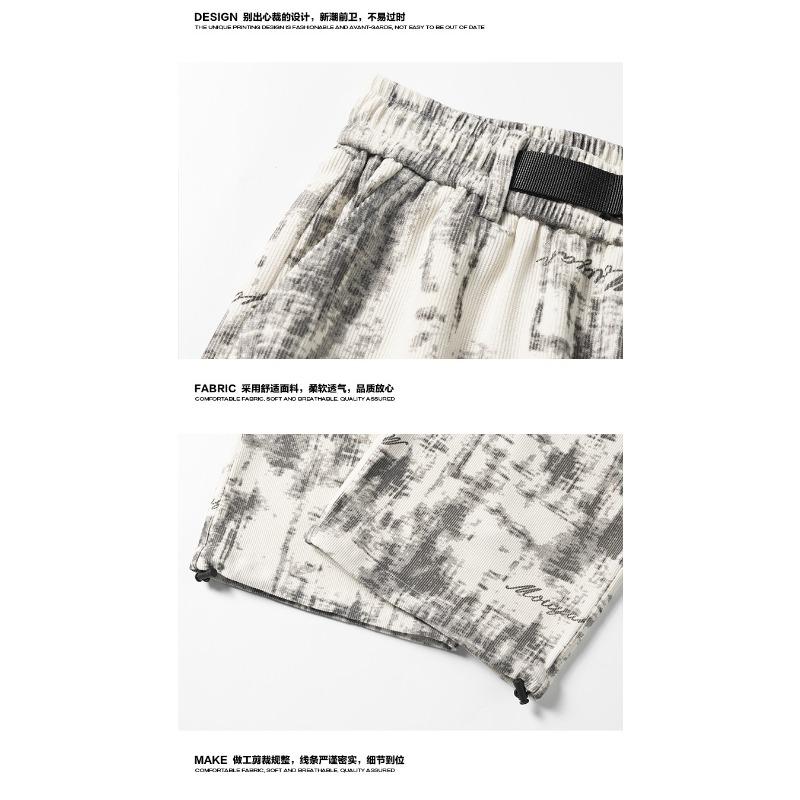 Men American Style Tie Dye Corduroy Casual Loose Straight Long Trousers