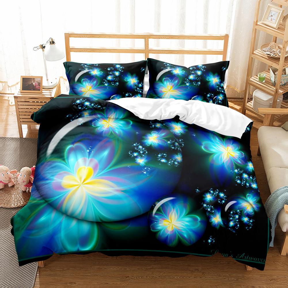 Zestaw poszwy na kołdrę z szklaną kulą rozmiar King Queen drukowany 3D kolorowy szklana kula niebieski zielony pomarańczowy dla chłopców dziewcząt poliestrowy zestaw pościeli