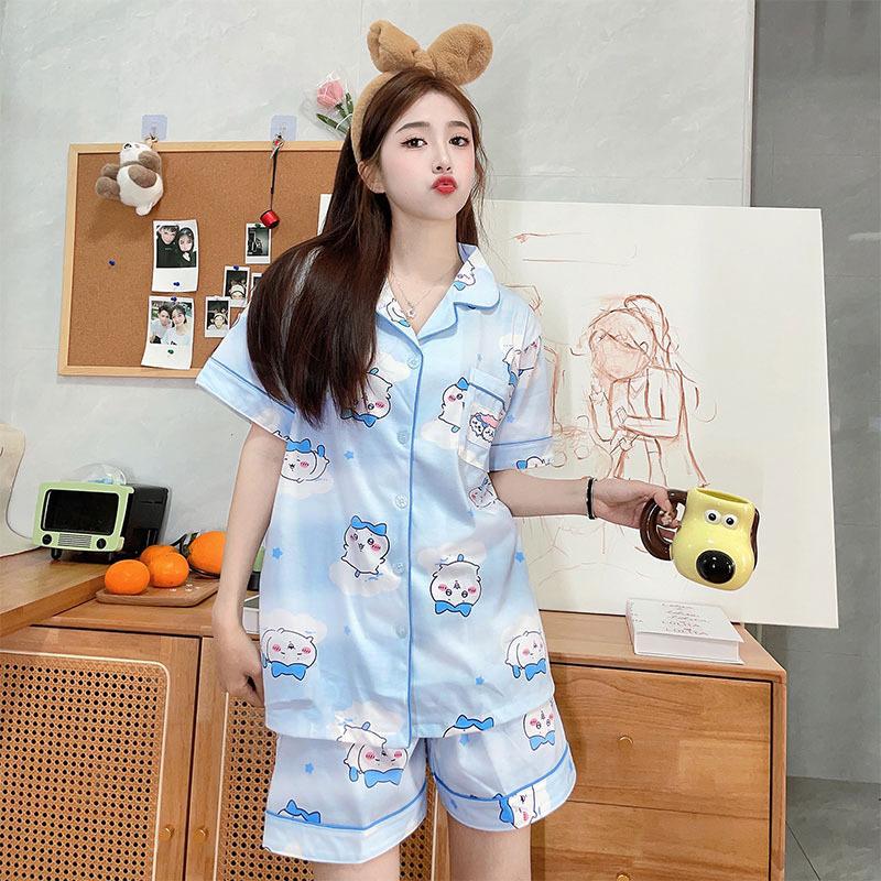 Jiikawa Wusachi Pajamas Women's Spring Summer Cotton Short Sleeve Student Loose Large Size Summer Small Hachi Loungewear