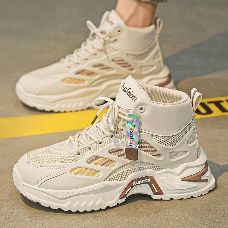 High Top Mesh Upper Breathable Thick Platform Men's Casual Sneakers Basketball Trends Low Price High Quality Male Sports Shoes