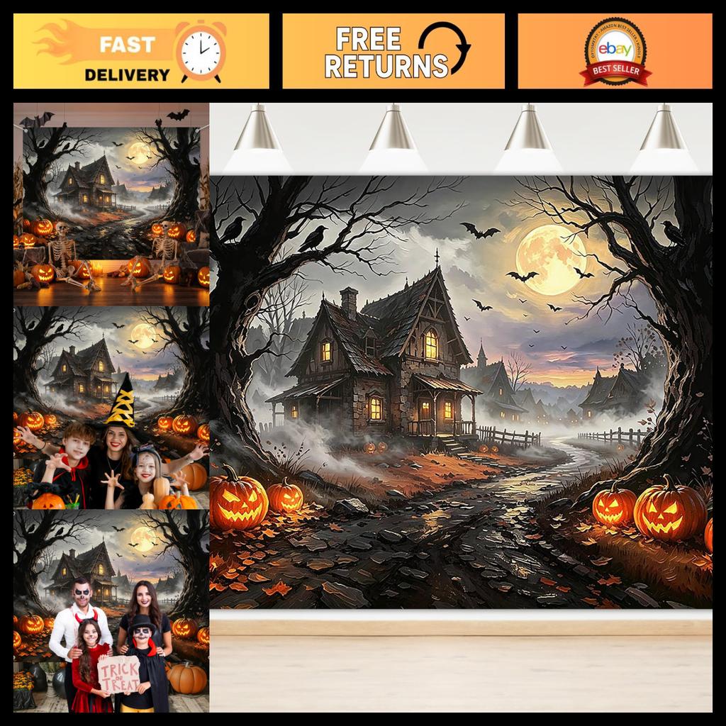 Halloween Backdrop Haunted House Halloween Banner Photo Props 8x6ft