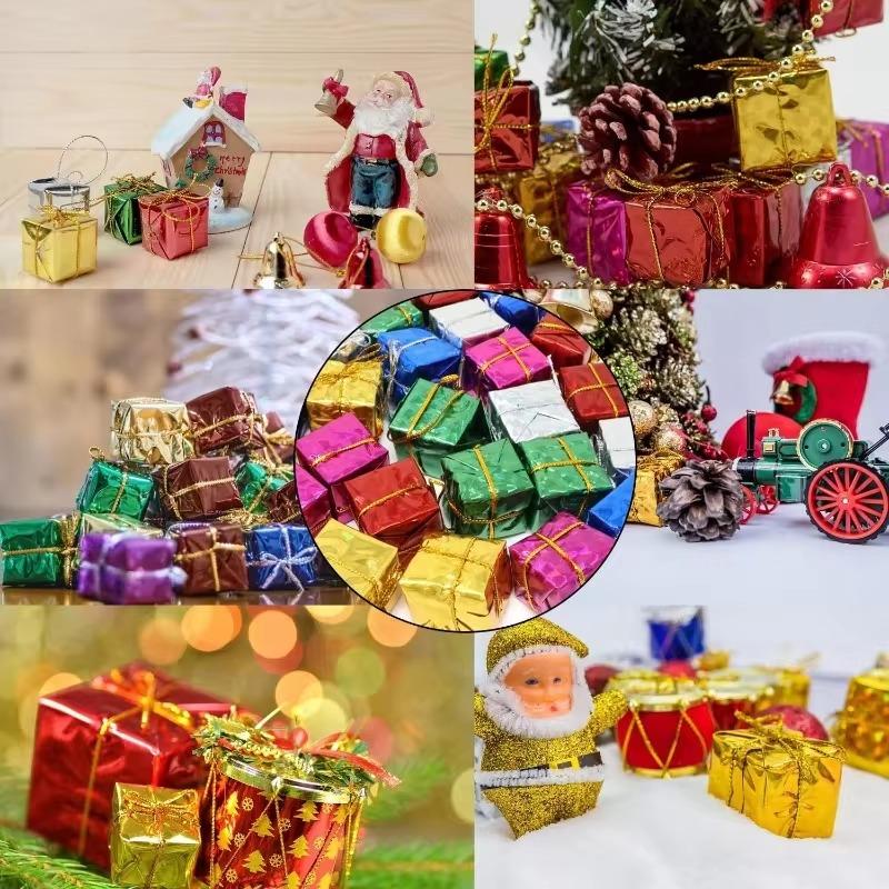 12–120 Stück Mini-Geschenkboxen, Anhänger zum Aufhängen am Weihnachtsbaum, bunte Schaumstoff-Geschenkbox, Ornamente, DIY, Neujahrsparty, Heimdekoration