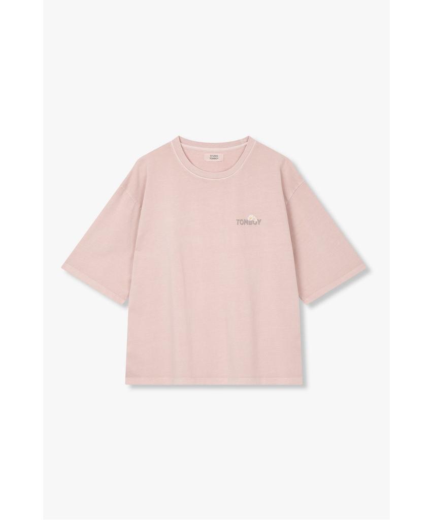 STUDIO TOMBOY Garment Dyed Reversible Print Short Sleeve T-Shirt_Light Pink 9176322974