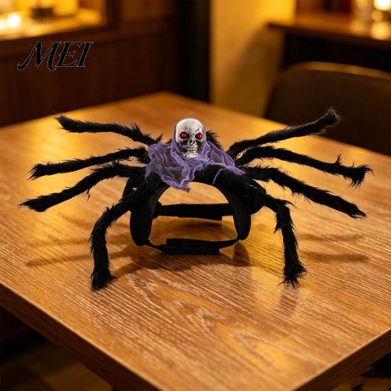 Lightweight Pet Cosplay Costume for Halloween Spider Costume, Cat Outfit with Skull Face, Black Outfits Small to Large Dogs Holiday Apparel Cats Party