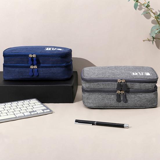 Bolsa de armazenamento de cabos Camada dupla Grande capacidade Gadget eletrônico portátil Organizador de viagem para casa