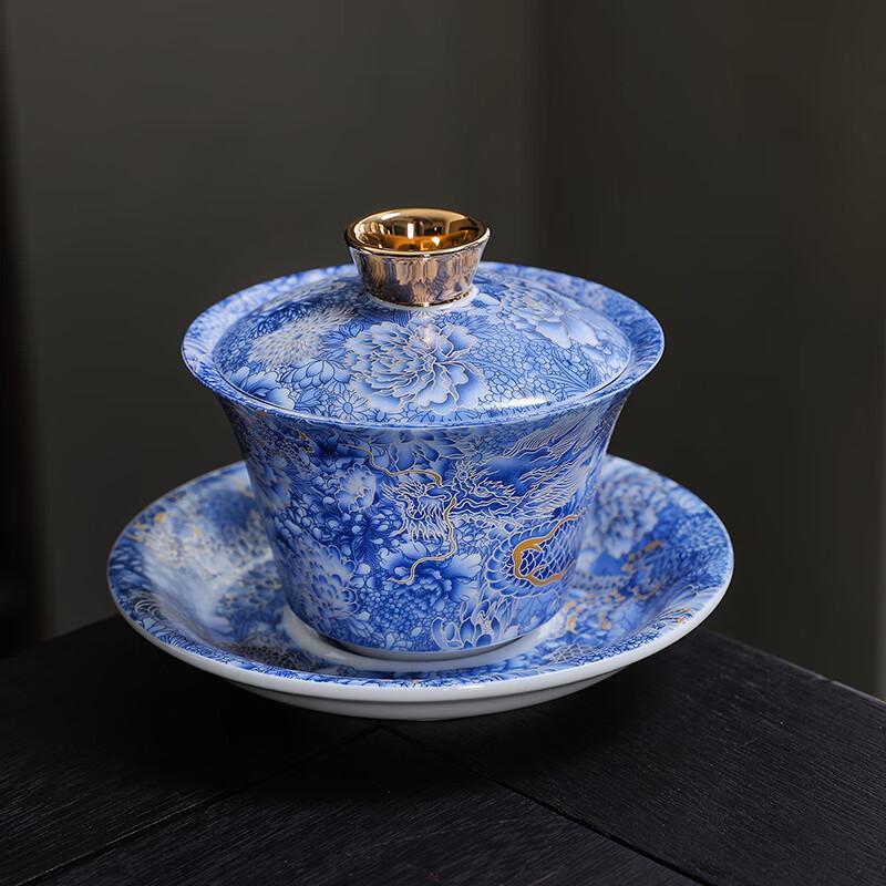 Simei Hall White Porcelain Dragon Gaiwan Tea Bowl