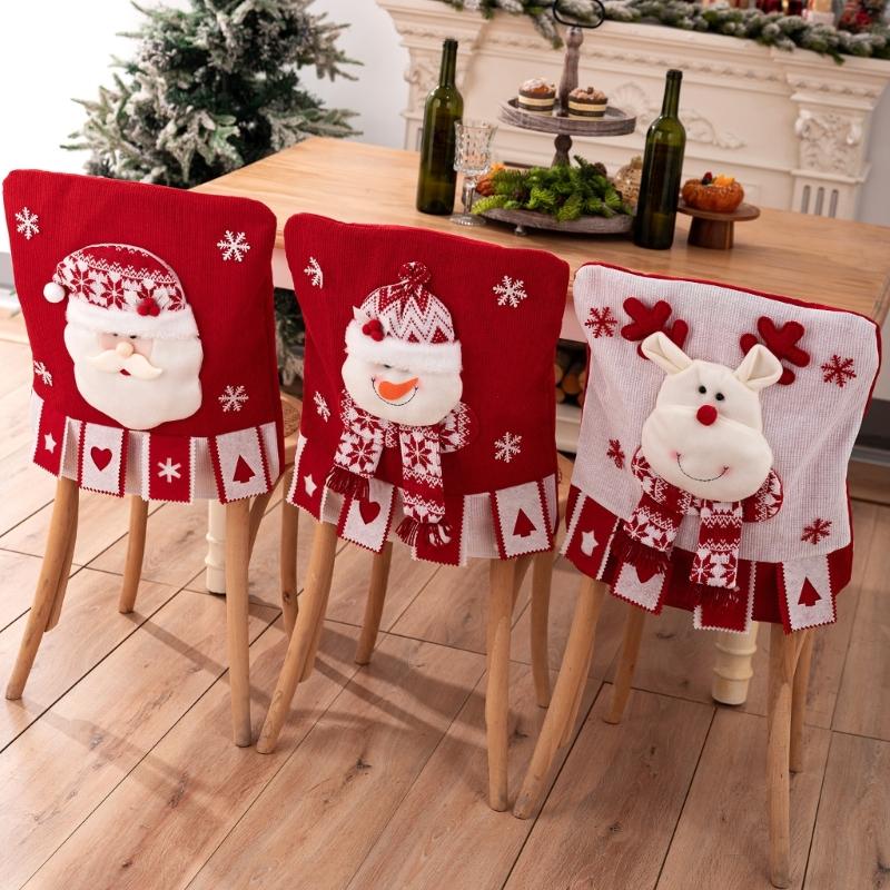 Christmas Themed Elastics Chair Cover Realistic Christmas Designs for Family Gatherings