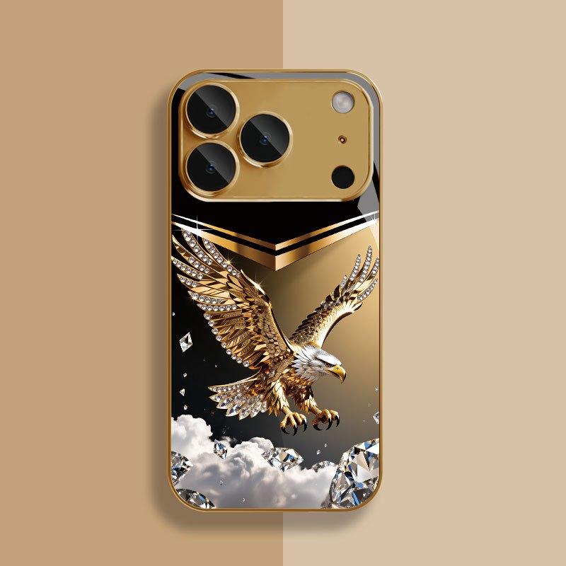 Exquisite business golden eagle phone case for iphone 17 pro max cover Built-in glass for iPhone 17 16 15 14 13 pm Pro Plus