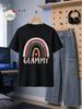 1pc Male Graphic T Shirt Boho Rainbow Leopard Print Short Sleeve Crew Neck for Teenagers with Glammy Heart Design[solely 1pc T-SHIRT], for Teenager