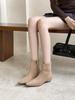 2025 Autumn and Winter New Square Head Thick Heel Short Heel Suede Temperament French Fashion Sexy Beautiful Women Short Boots
