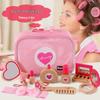 Korean Style Wooden Makeup Play Set: Pretend Eyeshadow, Powder, Lipstick, Perfume, Hair Accessories.
