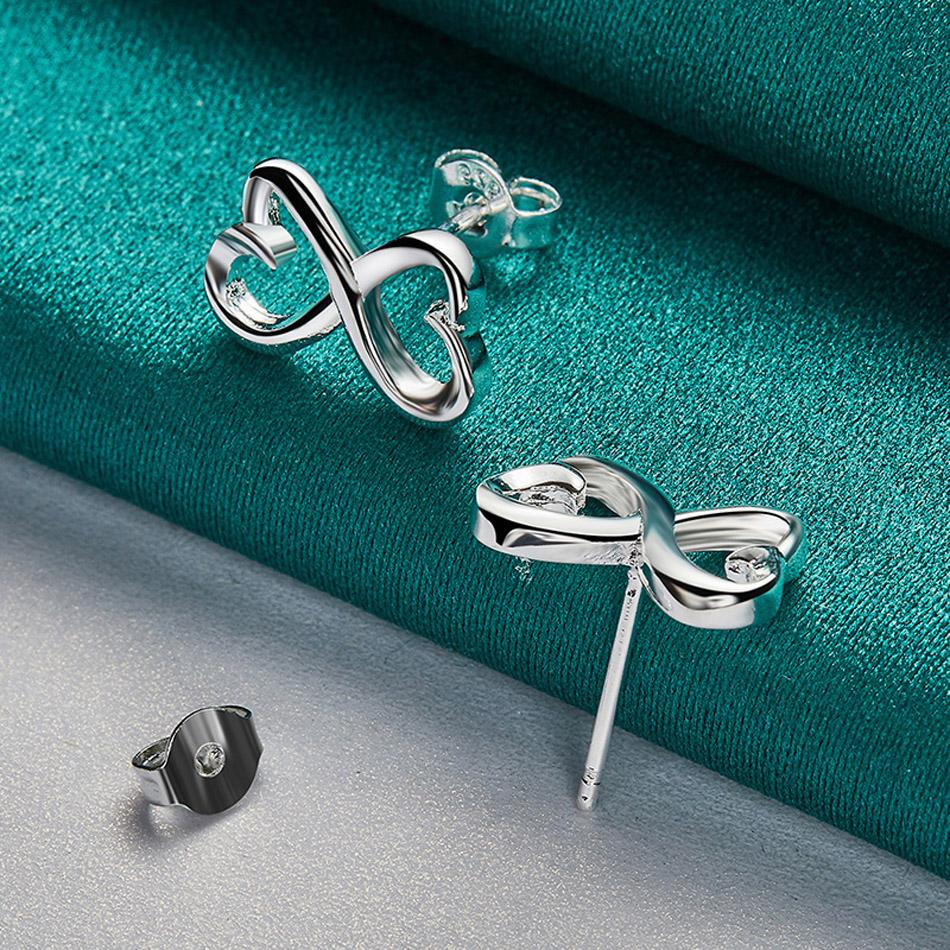 

Серьги-гвоздики с бантом в форме сердца из стерлингового серебра 925 пробы для женщин, модные ювелирные изделия ME304