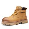 Men's High Top Boots Four Season Outdoor Work Shoes Anti Slip and Comfortable Yellow Boots Fashion British Casual Leather Boots