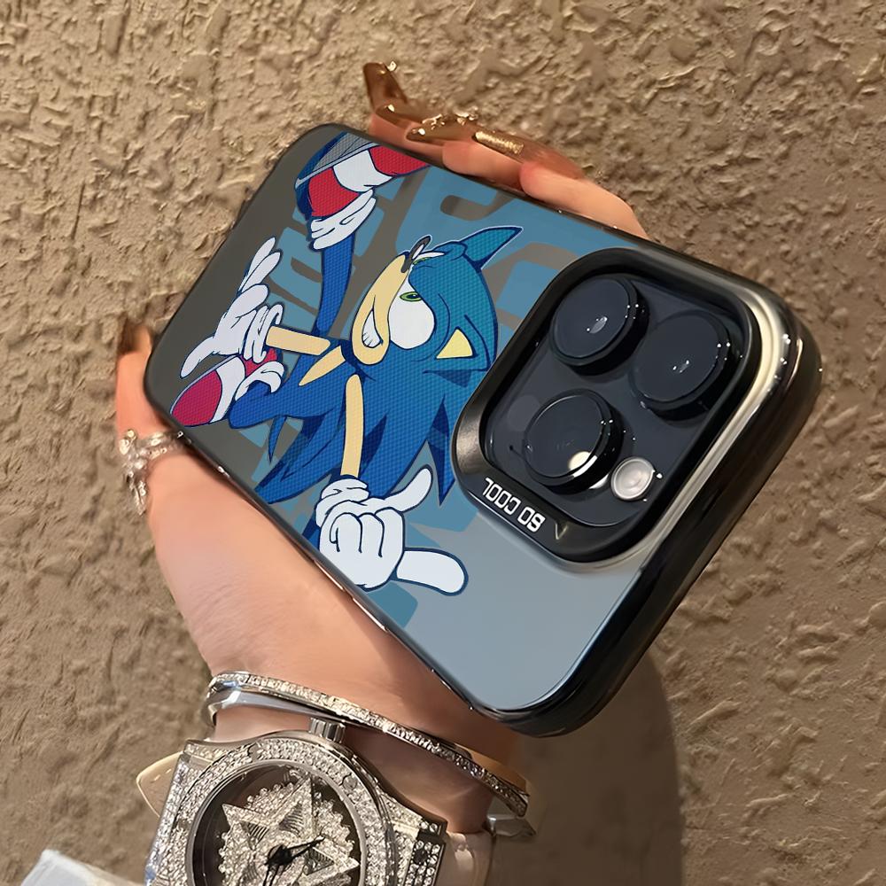 Cartoon Hedgehog S-Sonics Phone Case for Samsung Galaxy S26 S25 Edge S24 S23 S22 S21 FE S20 Ultra Plus 5G Colorful Silver Cover