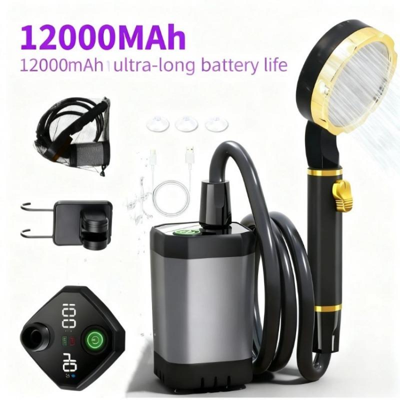 Cordless Portable Electric Shower Pump Self-Priming Rechargeable Shower Head No Plug Needed Outdoor Camping Dorm Rural Mobile Water Sprayer Bath Tool