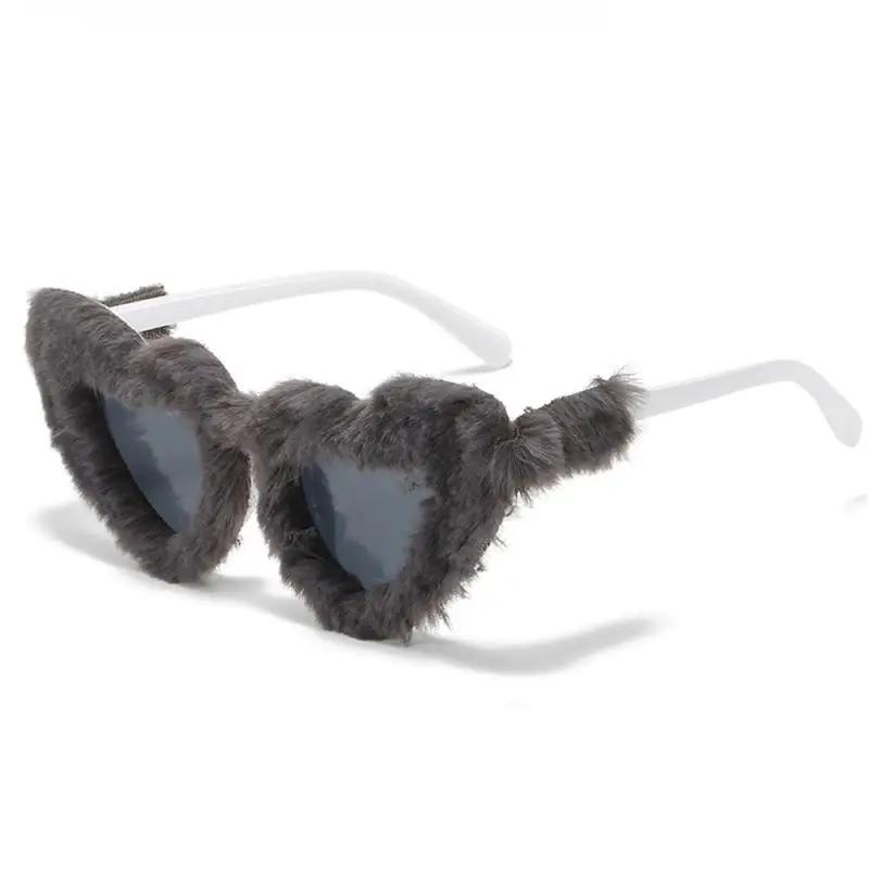 Fashion Brand Fluffy Glasses Anti-sunburn Womens Super Soft Fur Sunglasses Sunglasses Funny Party Womens Fashion Rectangle