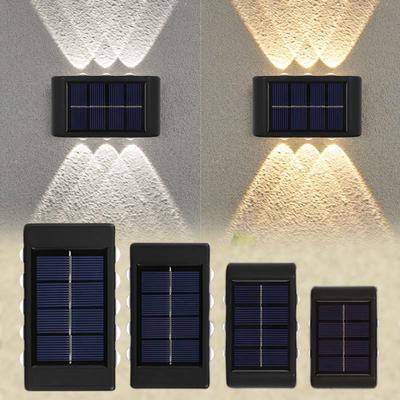 4/6/8/10LEDs Solar Wall Lamp Yard Street Decor Light Outdoor Waterproof Up and Down Luminous Lighting Garden Landscape Lamp