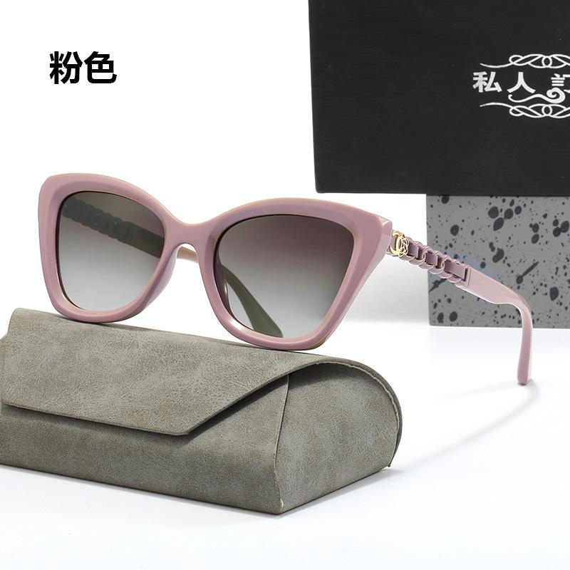 

New Cat Eye Sunglasses Fashion Large Frame Slim Face UV Protection Polarized Sun Glasses Retro розовый
