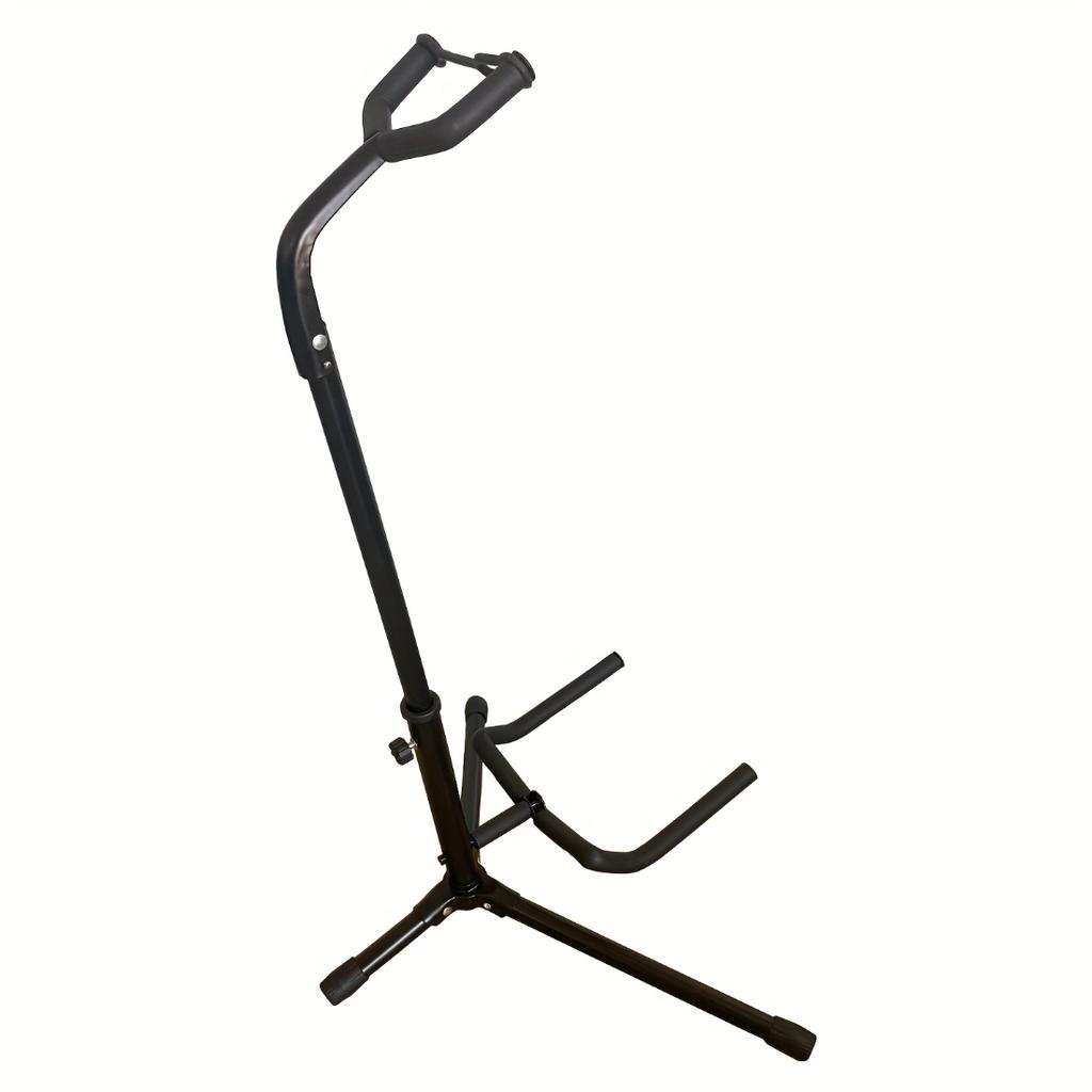 Supporto per Chitarra Pieghevole Portatile Regolabile, Protezione in Spugna a Forma di U con Cinturino di Blocco del Manico Base a Treppiede Stabile per Uso su Palco e in Studio di Registrazione