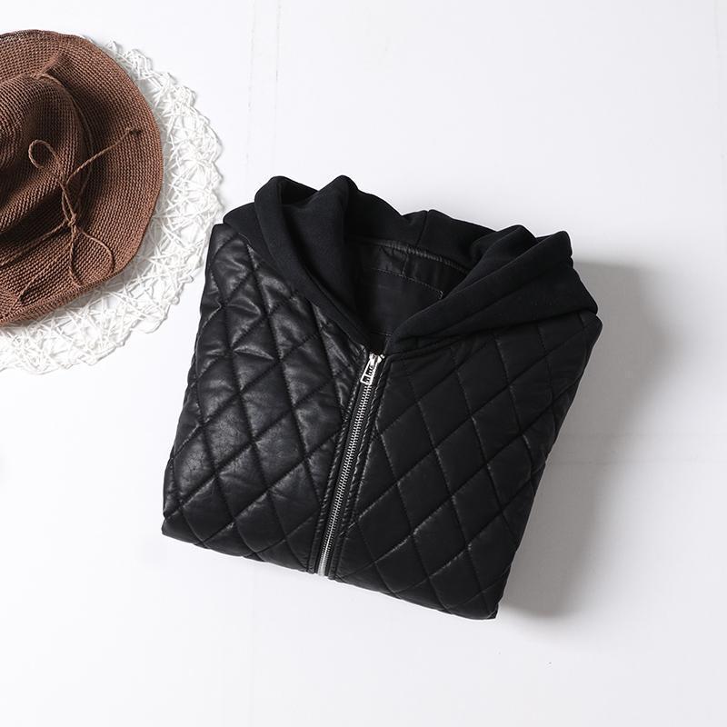 100Kg Large Size Women's  Korean Version Loose Thickened Padded Hooded Leather Jacket Women's New Winter Jacket Women's Trend