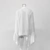 Elegant Ruffle Design French White Cardigan Blouse - Long Sleeve Women's Top