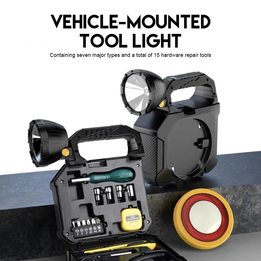 Portable Bright Portable Flashlight -Rechargeable Lantern,With Screwdriver,Tape Emergency Repair Tool Set For Car&Home Repair