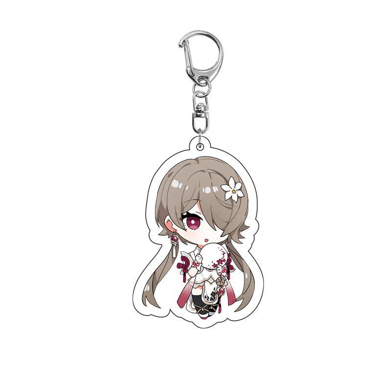 6CM Honkai Impact 3 Game Keychains Kiana Kaslana Double-sided Cartoon Figure Key Ring for Women Men Car Handbag Pendant Gifts