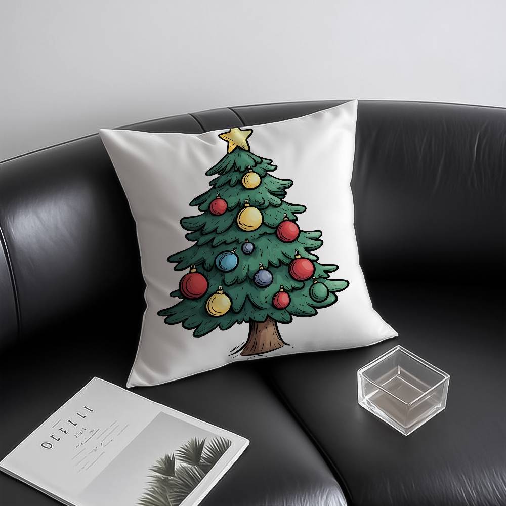 

Cartoon Christmas Tree Cute Pillow Case Anti-dustmite Invisible zipper Sofa Bed 12x12Inch