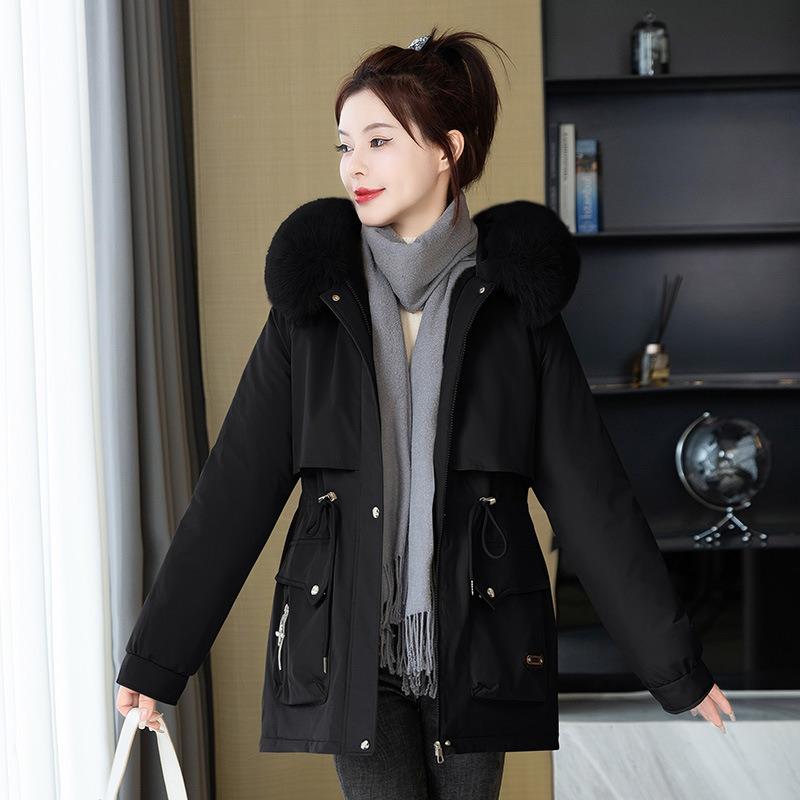 

Women s clothing velvet and thicker pie overcomes the trend of women s short winter new hooded slim and thin cotton jackets 3XL suggestion [155-170] catties чёрный