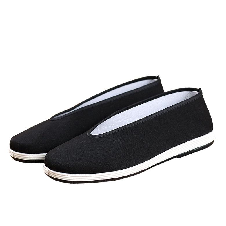 2025 Men's Traditional Black Round Toe Beijing Cloth Shoes with Two-Color Thousand-Layer Sole